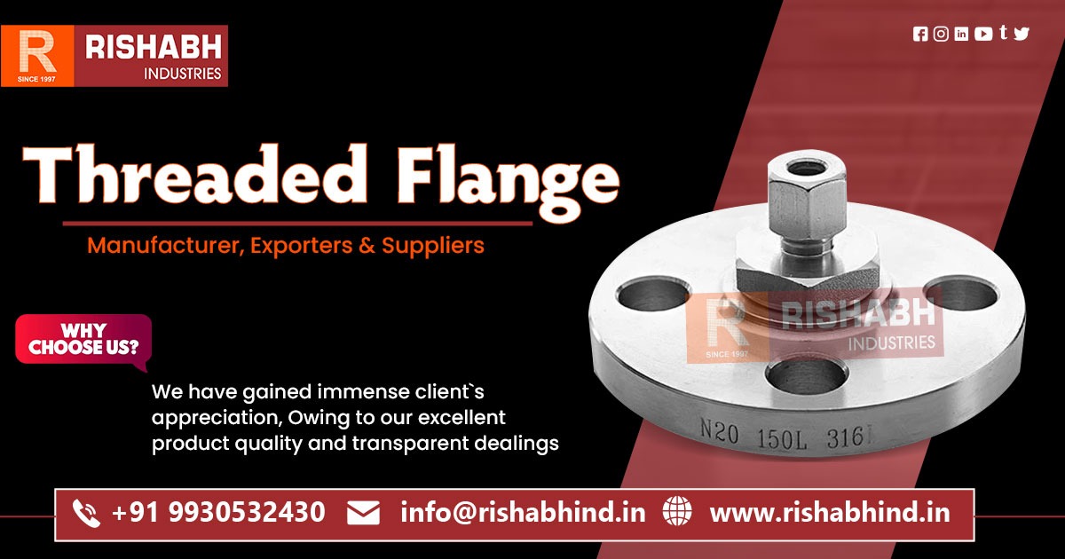 Premium stainless steel threaded flanges from Rishabh Industries for industrial applications.